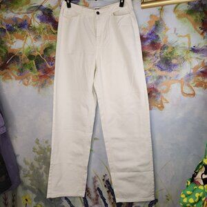 White Future Collective High-Waisted Straight Leg Jeans with cutout front pocket